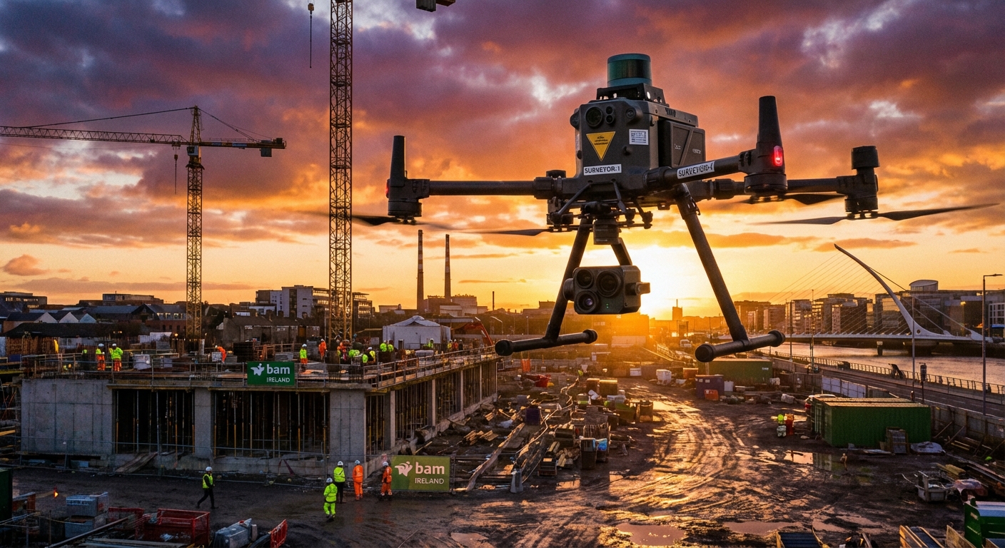 Construction drone surveying Irish building site