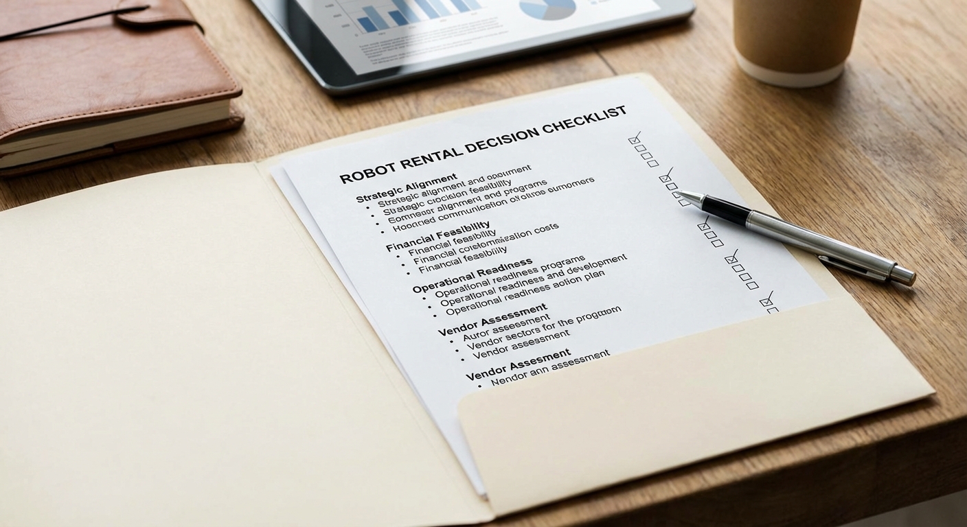 Decision checklist for robot rental vs purchase