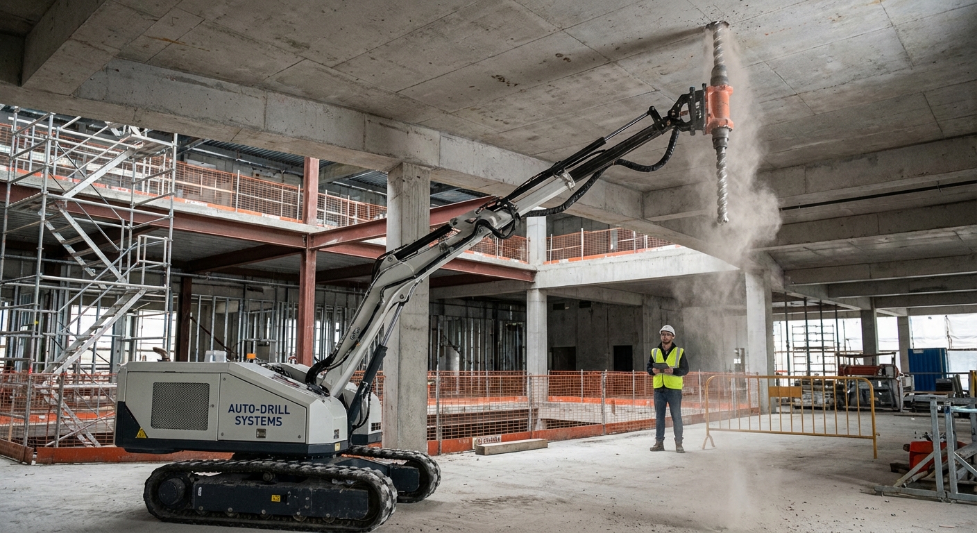 Hilti Jaibot drilling robot working on ceiling installation