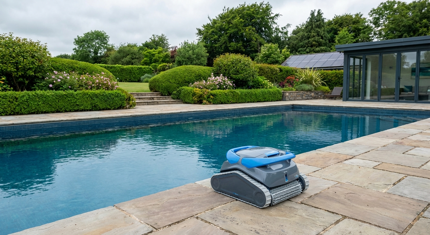 Robotic pool cleaner in action