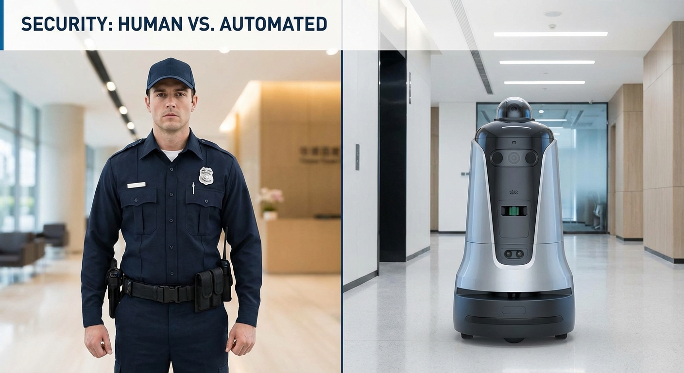 Cost comparison chart showing security robots vs guards