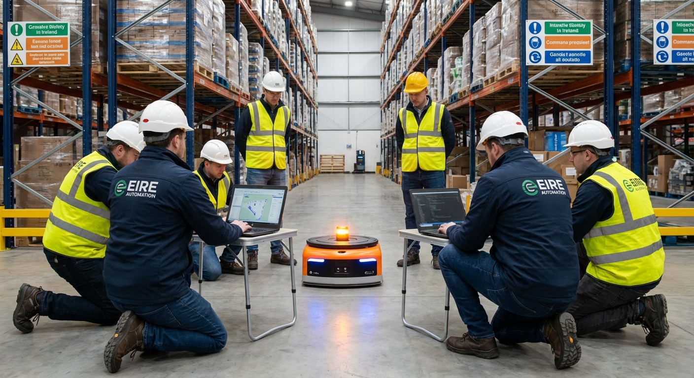 AMR robot being configured in Irish warehouse